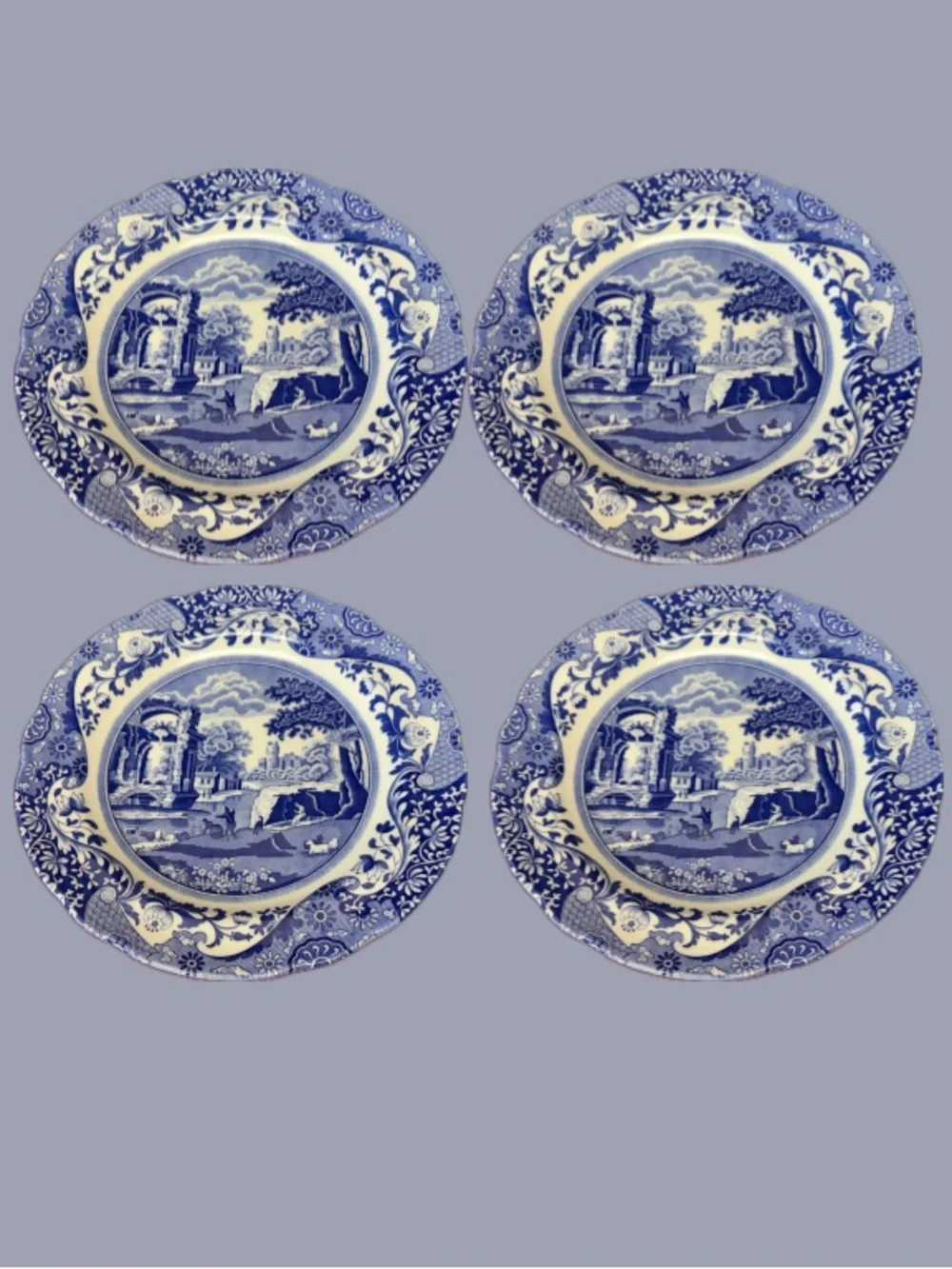 4 - Iconic Spode Blue Italian Dinner Plates first introduced in 1816.